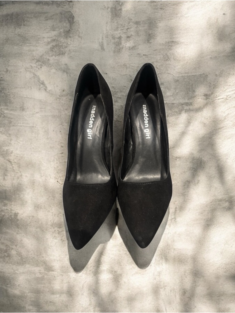 Madden Girl Black Pointed-Toe Suede Pumps